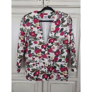 Vtg Suburban Petites Floral Blazer Women's 12 Medium Cottagecore Romantic Garden